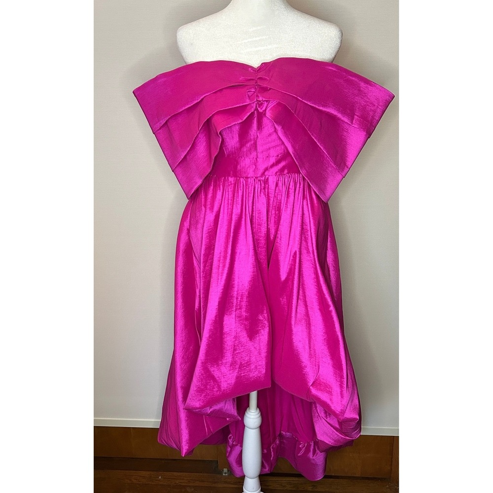 New York & Company Fuchsia Pink Off Shoulder Hi Low Gown Dress XSP Barbie Prom